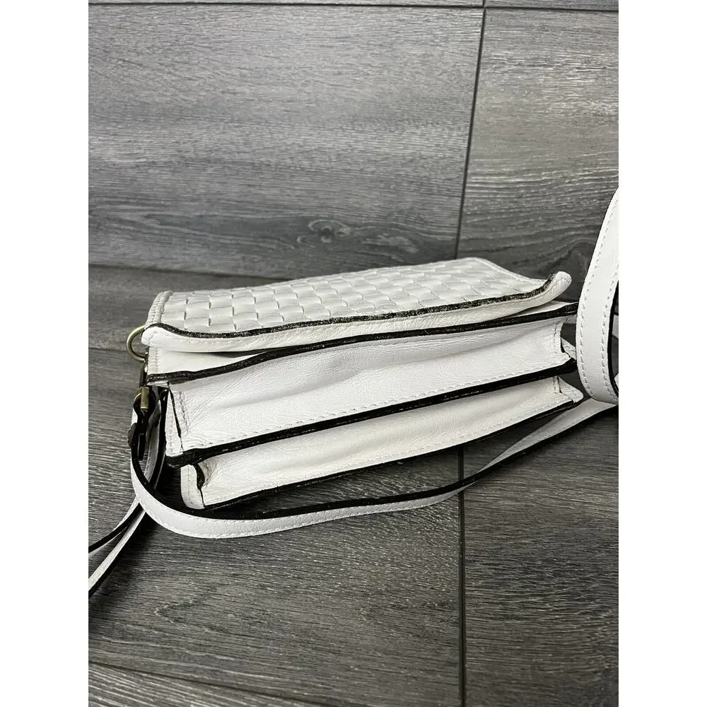 Patricia Nash Leather Washed Woven Atessa Crossbody white bag A377405